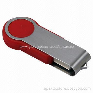 Metal Swivel USB Flash Memory, Customized Logos Welcomed, 1 to 32GB Capacity